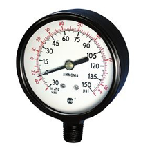 Picture of Ametek/US Gauge 034275A - 3.5" 1706 Series Ammonia Gauge, 1/4" NPT Lower Mount, 30" Hg to 150 psi