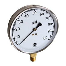 Picture of Ametek/US Gauge 160803ANL - 4.5" 5105 Series Mechanical Contractor Gauge, 1/4" NPT Lower Mount, 30" Hg