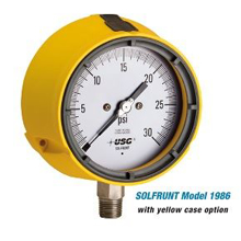 Picture of Ametek/US Gauge 170061K - 4.5" 1986 SOLFRUNT Series Process Gauge, 1/2" NPT Lower Mount, 30" Hg to 15 psi