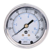 Picture of Ametek/US Gauge 171734A - 2.5" 1559 Series Liquid Fillable Gauge, 1/4" NPT Lower Mount, 30" Hg to 15 psi