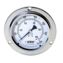 Picture of Ametek/US Gauge 171985A - 4.0" 1558 Series Liquid Fillable Gauge, 1/4" NPT Center Back Mount, 30 psi