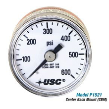 Picture of Ametek/US Gauge 266254A - 1.5" 1521 Series Corrosion Resistant Gauge, 1/8" NPT Lower Mount, 30" Hg to 30 psi