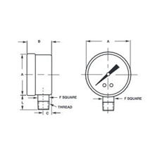 Picture of Ametek/US Gauge 166327NL - 1.5" 500 Series Low-Lead General Purpose Gauge, 1/8" NPT Lower Mount, 30 psi