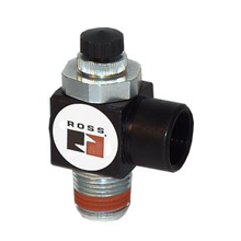 Picture of Ross 1968A1118 Pneumatic Flow Control Valve, 1/4" NPT x 1/8" Tube Fitting, Right Angle Mounting, Standard Capacity, Knob Adjustment