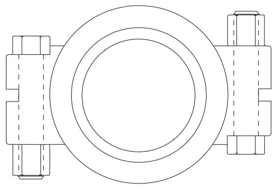 Picture of Alfa Laval 13MHP-6-S 6", 304 Stainless Steel, 2-Bolt, Double Hinged, High Pressure, Pipe Clamp