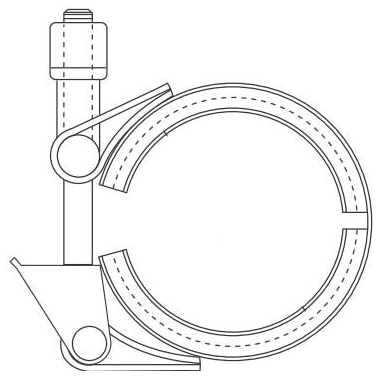 Picture of Alfa Laval A13MO-12-S 12", 304 Stainless Steel, 1-Bolt, Light Duty, Pipe Clamp W/T-Bolt