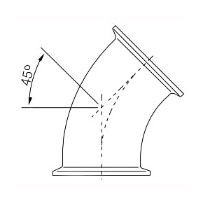 Picture of Alfa Laval 9634003138 2" x 2", Tri-Clamp x Tri-Clamp, 32 Microinch Mechanical Polished Inside/32 Microinch Polished Outside, 316L Stainless Steel, Sanitary, 45D, Elbow