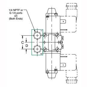 Picture of Numatics 106-822 1/4" NPTF, 2-Station, Manifold Assembly for L01 Direct Solenoid Actuated Valve