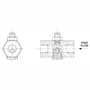 Picture of Numatics 1FC1 1/8", NPTF x NPTF, 175 PSIG, Anodized Aluminum, In-Line, Pneumatic Flow Control Valve without Knurled Knob