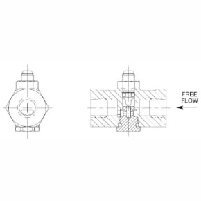 Picture of Numatics 2FC1 1/4", NPTF x NPTF, 175 PSIG, Anodized Aluminum, In-Line, Pneumatic Flow Control Valve without Knurled Knob