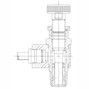 Picture of Numatics 2FCTN 1/4", NPTF x NPTF, 175 PSIG, Anodized Aluminum, Pneumatic Flow Control Valve with Adjusting Knob