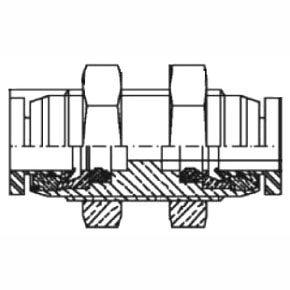 Picture of Numatics INB101-104-000 1/4" x M13, Tube x NPT, 265 PSI, Nickel-Plated Brass Housing, Bulkhead, Pneumatic Union with Brass Release Ring