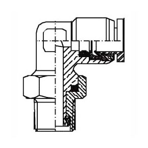 Picture of Numatics INB109-104-020 1/4" x 1/8", Tube x NPT, 265 PSI, Nickel-Plated, Brass, Swivel, 90D, Pneumatic Elbow with Brass Release Ring