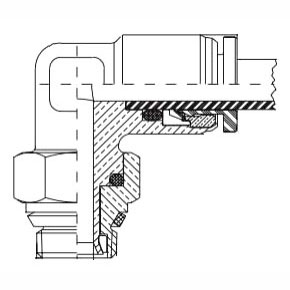 Picture of Numatics INWB109-104-021 1/4" x 1/4", Tube x NPT, 265 PSI, Nickel-Plated, Brass, Swivel, 90D, Pneumatic Elbow