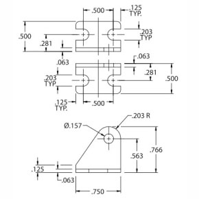 Picture of Numatics M029002 0.75" x 0.5" x 0.766", Pivot, Cylinder Mounting Bracket