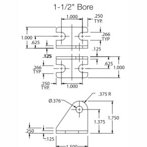 Picture of Numatics M029004 1.5" x 1" x 1.75", Pivot, Cylinder Mounting Bracket