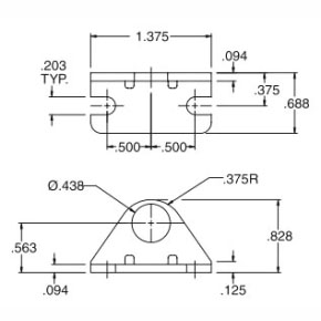 Picture of Numatics M117003 0.688" x 0.828", Nose, Cylinder Mounting Bracket