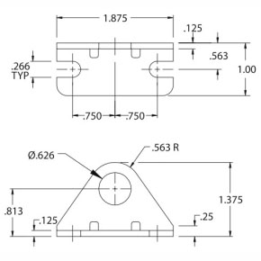 Picture of Numatics M117005 1" x 1.375", Nose, Cylinder Mounting Bracket