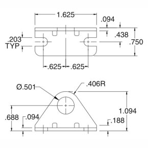 Picture of Numatics M117006 0.75" x 1.094", Nose, Cylinder Mounting Bracket