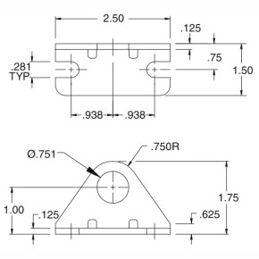 Picture of Numatics M117007 1.5" x 1.75", Nose, Cylinder Mounting Bracket