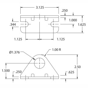 Picture of Numatics M117009 1.625" x 2.5", Nose, Cylinder Mounting Bracket