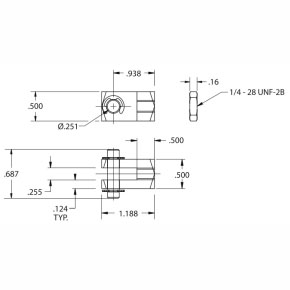 Picture of Numatics M127003 1/4"-28 UNF-2B, Rod Clevis for Round Line, Non-Repairable Cylinder Line