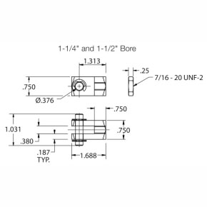 Picture of Numatics M127005 7/16"-20 UNF-2B, Rod Clevis for Round Line, Non-Repairable Cylinder Line