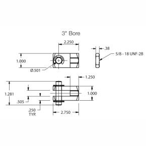 Picture of Numatics M127007 5/8"-18 UNF-2B, Rod Clevis for Round Line, Non-Repairable Cylinder Line