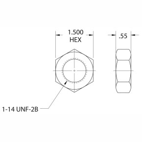 Picture of Numatics M190008 1.5" x 0.55", 1"-14 TPI, Hex Head, Cylinder Mounting Nut