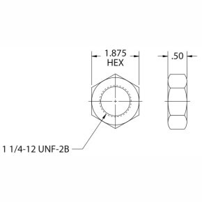 Picture of Numatics M190009 1.875" x 0.5", 1-1/4"-12 TPI, Hex, Cylinder Mounting Nut