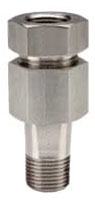 Picture of Noshok 104-SAS 1/2" MPT, 1/4" x 3-1/8", 15000 PSI at 200 Deg F, 3000 PSI at 1000 Deg F, 316 Stainless Steel, Pressure Gauge Swivel Adapter